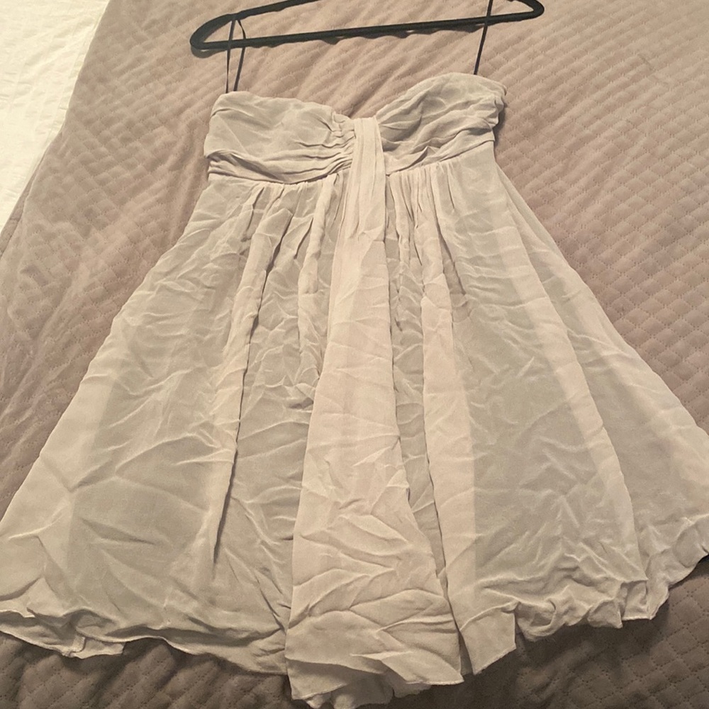 Express gray chiffon strapless dress